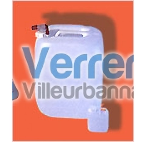 Jerrican 25 Litres PEHD blanc avec bouchon noir , robinet vendu separement ref : RO48ROB