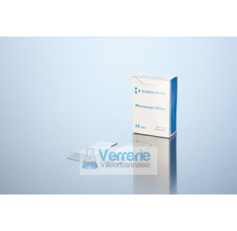 Lames porte-objets avec bords rodes a 45 degre, 26 x 76 x 1,0 mm Vendu par 1500 . Duran Schott
