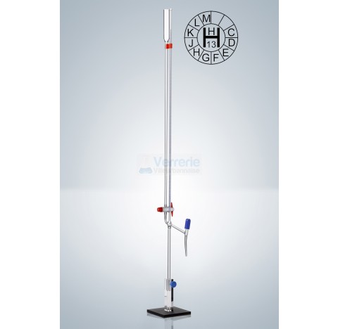 Micro burette BANG 2ml subdivision : 0,01 ml classe AS 2 robinets droits cle PTFE graduation bleue a