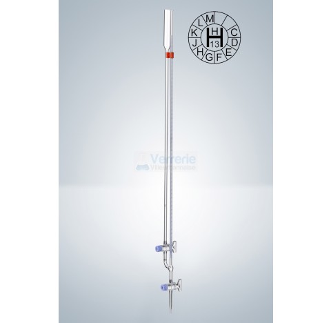 Micro burette BANG 2ml subdivision : 0,01 ml classe AS 2 robinets droits cle verre graduation bleue 