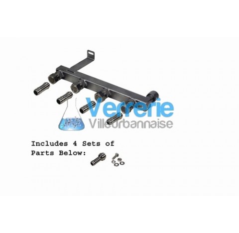 Repartiteur en 4 branches (2 pieces ) M16X1 avec olives pour tuyau 8mm ou 12mm / diam int :1/2