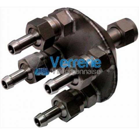 Repartiteur a 4 branches (2 pieces) M16X1 avec olives pour tuyau 8 mm ou 12 mm / diam int 1/2 Repart