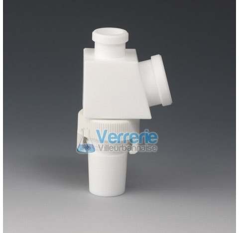 Adaptateur receveur en PTFE 1 rodage male 29/32 , un 29/32 femelle et un femelle 19/26 , angle 15 de