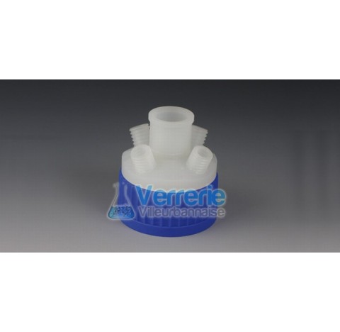 Bouchon PP distributeur / connecteur pour pas de vis GLS 80, NS 29/32, 4 xPas de vis GL 18 Temp. Max