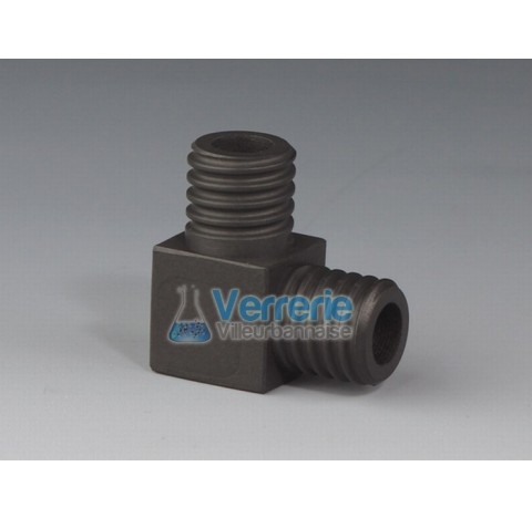 Raccord PTFE EX en L 2 pas de vis GL 25diam de passage 14,5 mm Temp. Max. de -200 degre a +200 degre