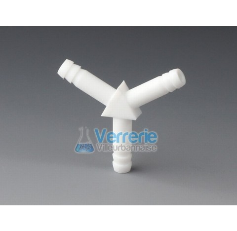 Connecteur en Y PTFE en tubulure (olive) pour tuyau Diam int 4,5 mm Temp. Max. de -200 a +250 degre