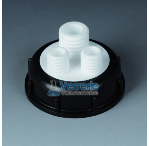 Distributeur pour jerrycans avec pas devis S 90, 3 xPas de vis GL 18 / 1 xPas de vis GL 25 Temp. Max