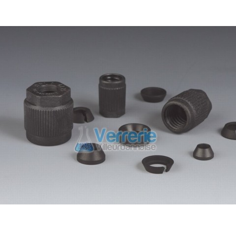 Connecteur presse etoupe PTFE EX pas de vis GL 14 et tuyau diam ext 6 mm Temp. Max. de -200 degre a 