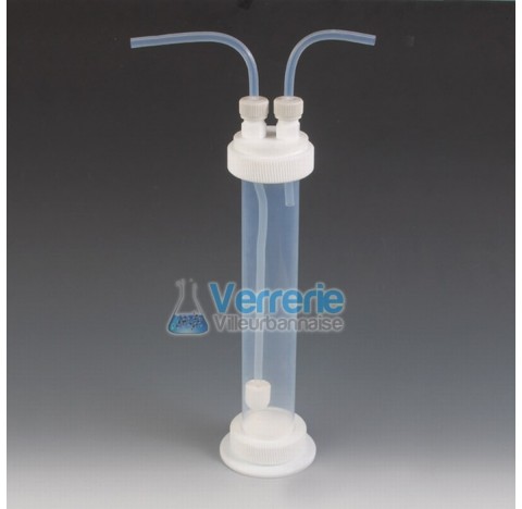 Colonne epurateur en FEP 500 ml Hauteur400 mm tube diam 2x8mm diam ext colonne 54mm Temp max de -200