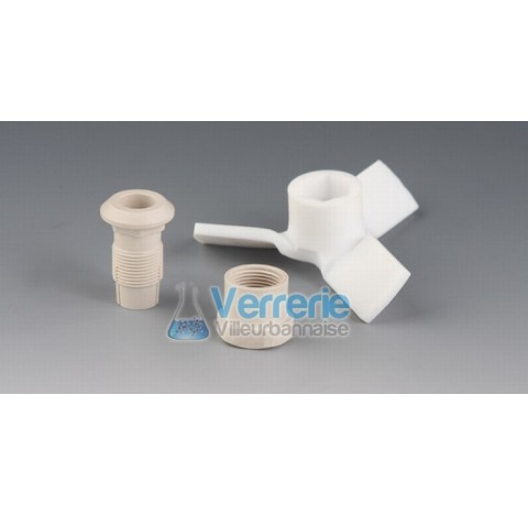Pales d'agitation PTFE a fixer Diam de la tige acceptee 8 mm, Diam de la pale 75 mm Temp. De resista