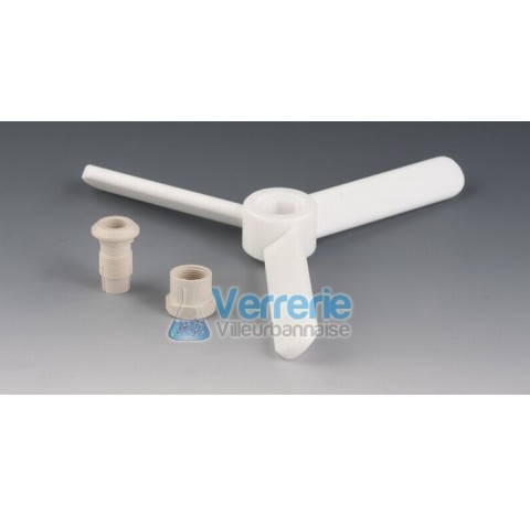 Pale d'agitation helice PTFE a fixer Diam de la tige acceptee 10 mm, Diam de la pale 140 mm Temp. De