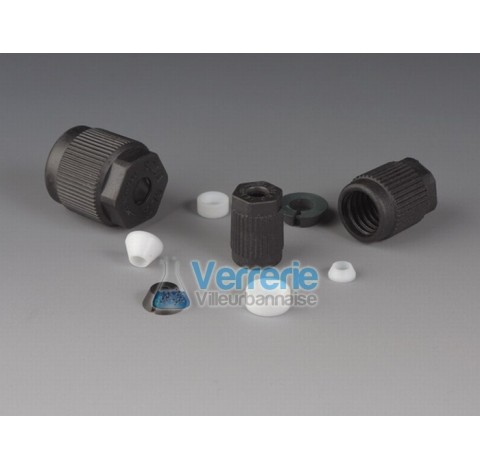 Fixation PPS/PTFE pas de vis GL 45 avec tuyau diam ext 32,0 mm Temp. Max. de -50 a 250 degre