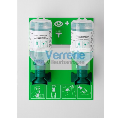 Station murale a flacons de 500 ml pour les yeux a flacons de solutions saline Trionyx