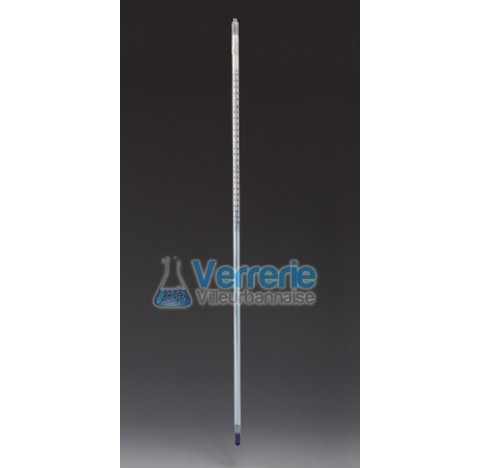 Thermometre recouvert de PTFE 0/ +250 degre : 1 degre Celsius diam ext 7mm longueur 600 mm pour reac