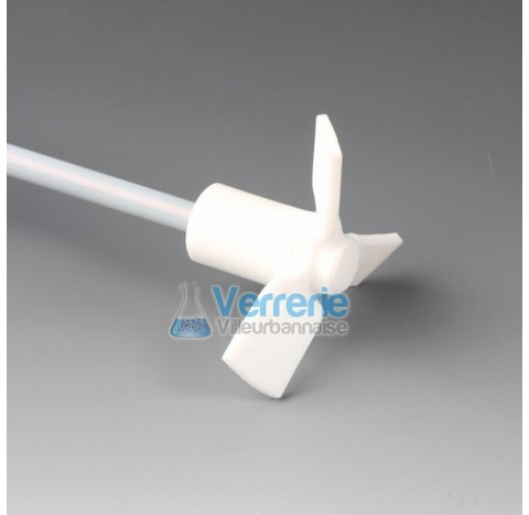 Agitateur a helice PTFE longueur 350 mm, Diam de la tige 8 mm, Diam de la pale 75 mm Temp. De resist