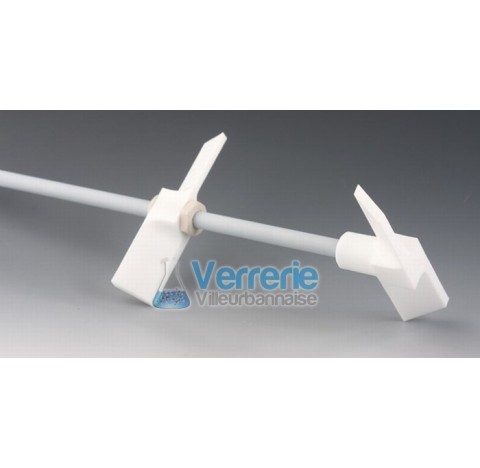 Double pales d'agitation PTFE longueur 450 mm, Diam de la tige 8 mm, Diam de la pale 80x18 mm Temp. 