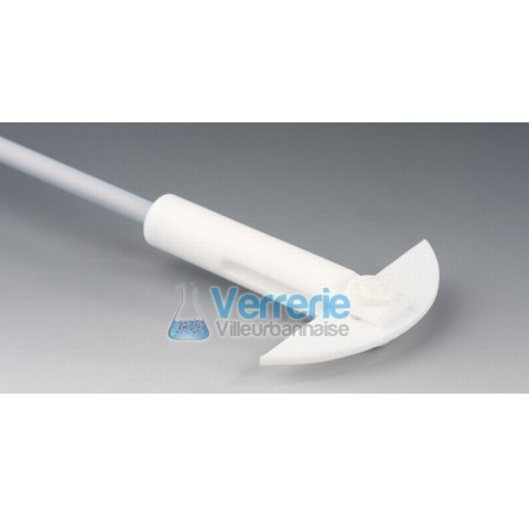 Agitateur en forme de lune PTFE longueur 450 mm, Diam de la tige 8 mm, NS 29/32 Temp. De resistance 