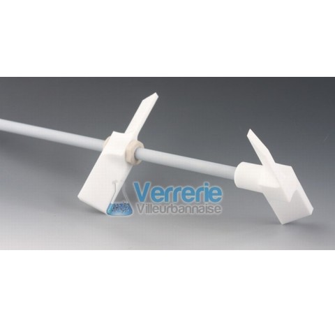 Pales d'agitation double PTFE longueur 1200 mm, Diam de la tige 16 mm, Diam x Haut. Des pales :140x2