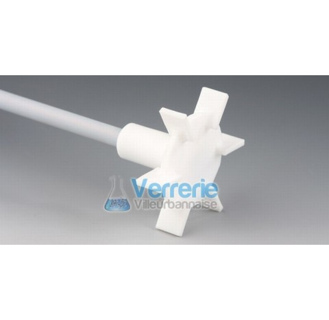 Rotor d'agitation RUSHTON 6 pales PTFE longueur 1000 mm, Diam de la tige 10 mm, Diam X Haut X Prf de