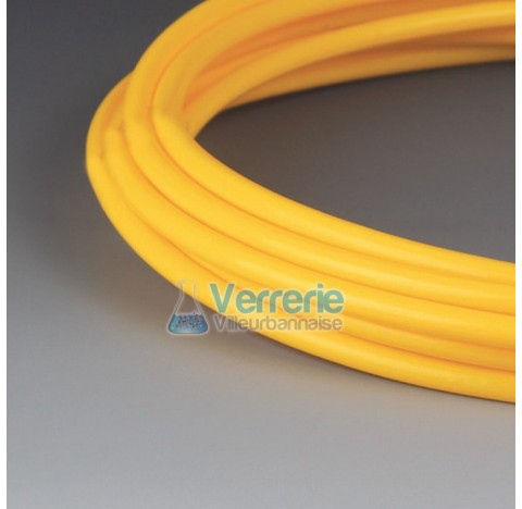 Tuyau PTFE couleur jaune, Diam int 6 mm/ diam ext du tuyau 8 mm x ep 1 mm prix au metre Temps max -2