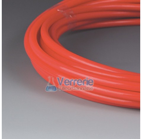 Tuyau PTFE couleur rouge, Diam int 6 mm/ diam ext du tuyau 8 mm x ep 1 mm prix au metre Temps max -2
