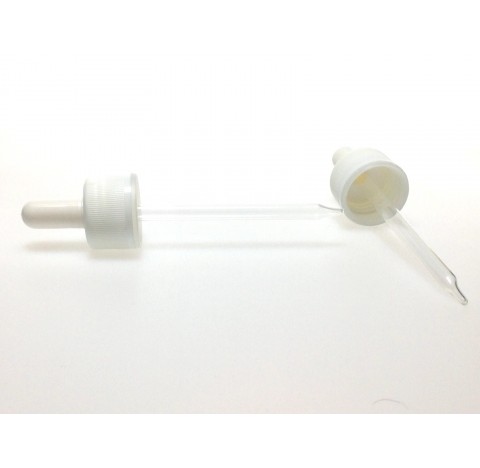 Monture compte goutte capillaire PP28 inviolable pour flacon 125 ml tetine blanche