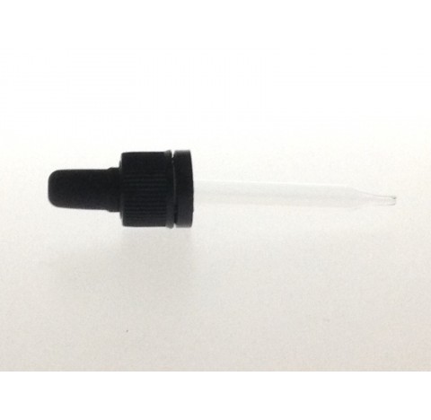 Monture compte goutte capillaire DIN18 inviolable pour flacon 30 ml tetine noire - F13X78