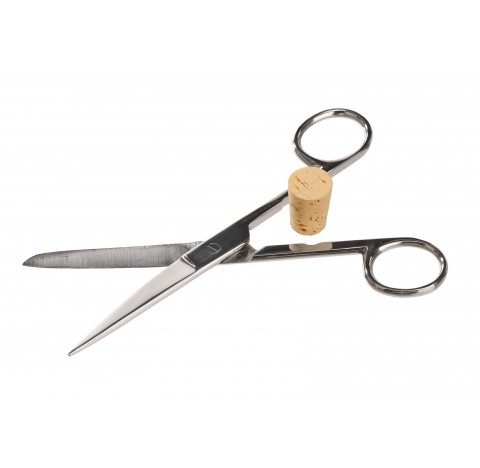 Paire de ciseaux inox long de lame 65mm longueur totale 150mm avec releve bouchon , ciseaux en acier