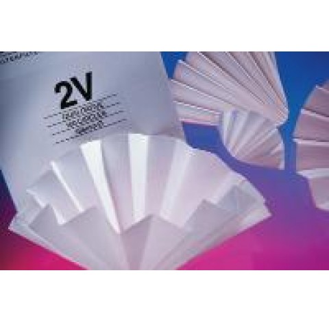 Papiers filtre plisses, grade 2V diametre 500 mm, 100 papiers de filtration en cellulose, retention 