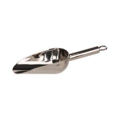 Pelle pharmaceutique 100ml diam 60mm long de pelle 120mm longueur totale 215mm en inox avec anneaux 