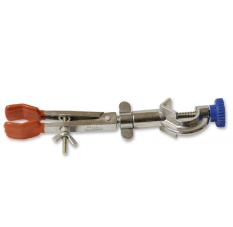 Pince 2 doigts ouverture 7-25 mm recouverts de PVC rouge avec une noix pivotable pour tige jusqu'à 1