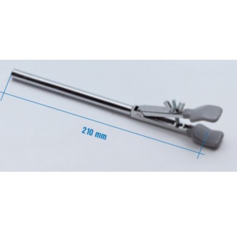 Pince 2 doigts pour burettes et tubes en metal chrome et machoires plastifies en PVC, pour diametre 