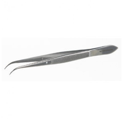 Pincette courbee long 105 mm tout inox avec broche de guidage