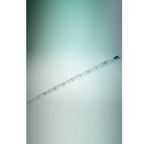 Pipette 5ml PS naturel graduee longueur 271 mm et embout ouvert, tampon hydrophobe bleu, 1/sac, STER