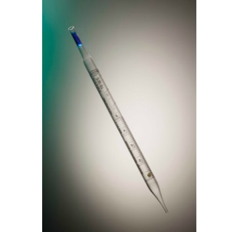Pipette 10ml PS naturel graduee longueur 220 mm et embout fin, tampon hydrophobe or, 1/sac, STERILE 