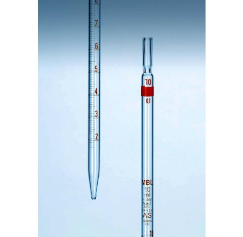 Pipette graduee 1ml precision 1/100, zero en haut, classe A