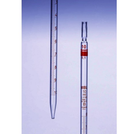 Pipette  graduee zero en haut volume nominal entre traits classe B 25ml