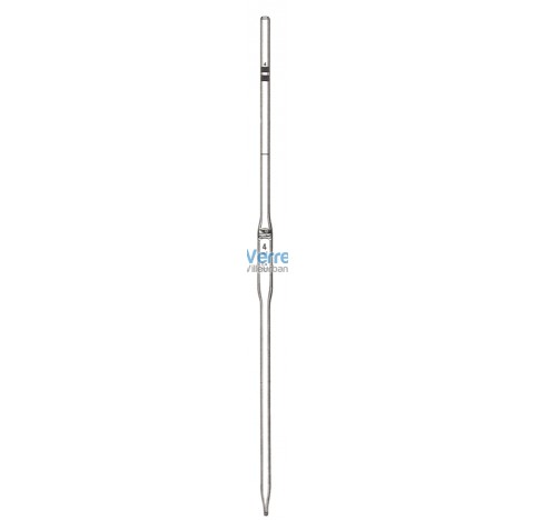Pipette jaugee 10 ml a boule un trait classe A en verre