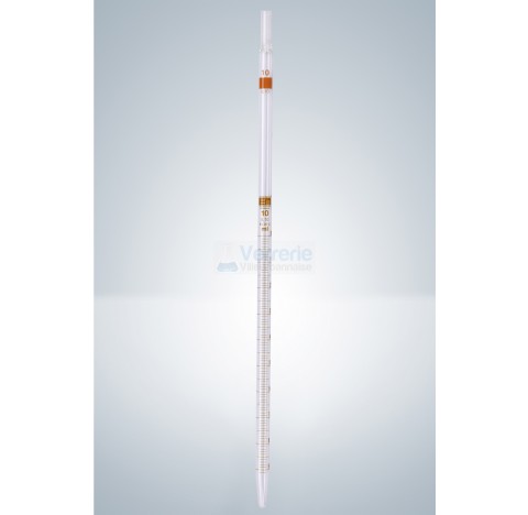 Pipette graduee 2 ml ml subdivision 0,02ml Graduation brune jusqu'a la pointe,zero en haut, embout p