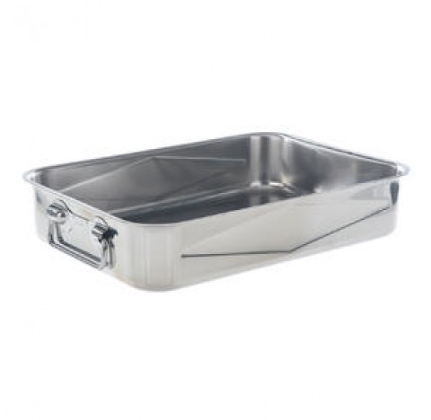 Plat inox 350x250mm hauteur 70 mm avec deux poignees