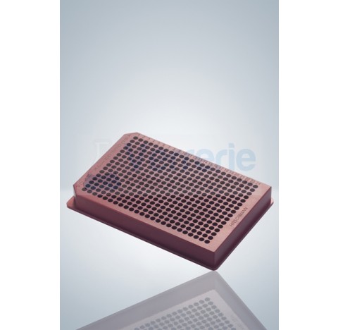 Plateau en alu Hirschmann 384er vol, 250ul sans inserts Dim. 124x81mm 384 loges capot transparent co