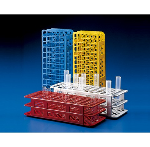 Porte-tubes a essais PP universel 60 tubes de d.16mm BLANC Dim.105x246x72mm en polypropylene autocla