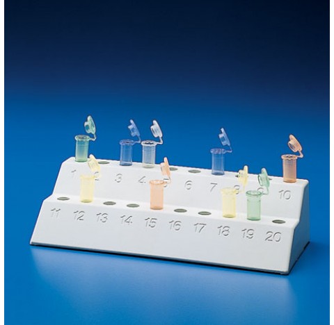 Portoir 20 places pour micro-tubes ref.298KAR/297KAR  en polypropylene dimensions 90x210mm hauteur 4