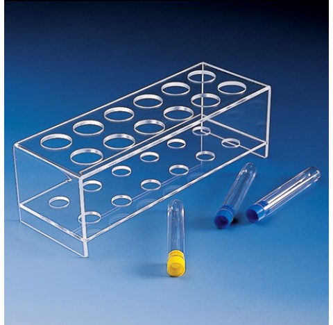 Porte-tubes a essai a 2 etages 12 postes pour diam.40mm Dim.110,5x316,5x81mm en PMMA plexiglass plas
