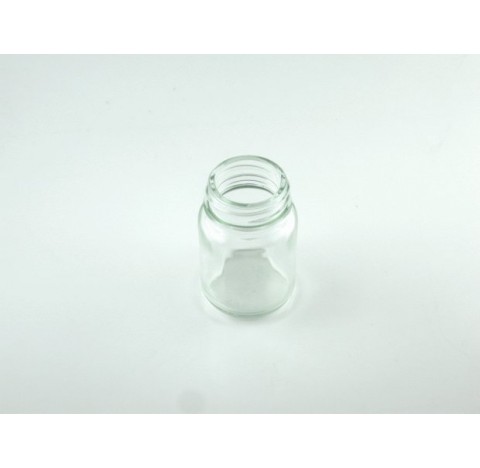 Flacon pharmaceutique 30 ml col large ouverture en verre blanc, poudrier en verre sodocalcique bague