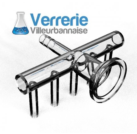Clarinette 5 voies rodage 29/15 femelle rotulex, olive diametre 10 mm, en verre borosilicate