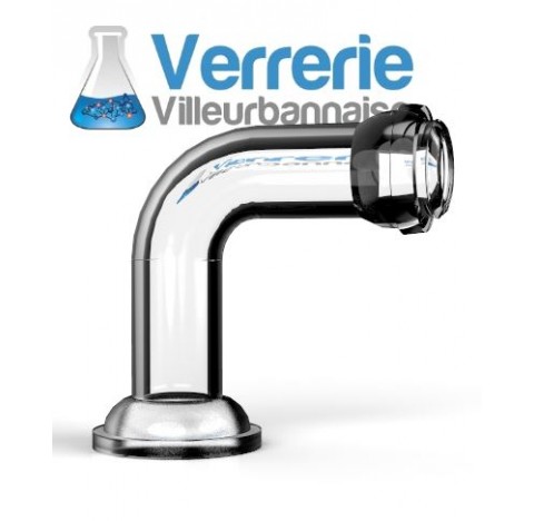 Raccord coudé 9°, 29/15 femelle et 29/15 male PEG, en verre borosilicate.