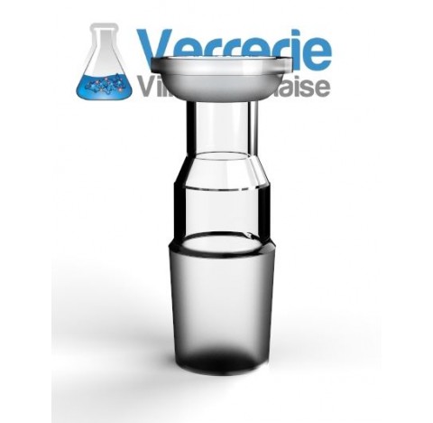 Raccord rodage 19/9 femelle spherique et  rodage conique 85/55 male longueur sur demande, en verre b