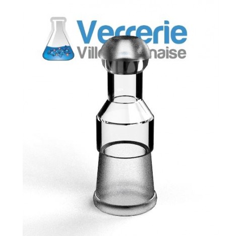 Raccord rodage 19/9 male spherique et  rodage conique 40/38 femelle longueur sur demande, en verre b