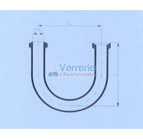 Tube en U avec raccord DN 100 KZA et DN 100 KZB entraxe 300 mm en verre